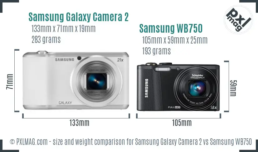 Samsung Galaxy Camera 2 vs Samsung WB750 size comparison