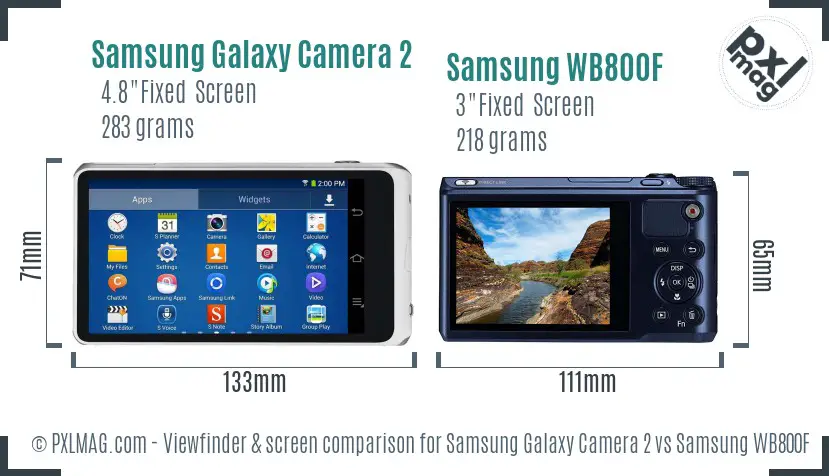 Samsung Galaxy Camera 2 vs Samsung WB800F Screen and Viewfinder comparison
