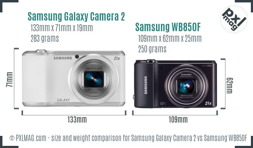 Samsung Galaxy Camera 2 vs Samsung WB850F size comparison