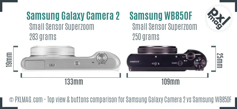 Samsung Galaxy Camera 2 vs Samsung WB850F top view buttons comparison