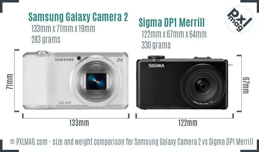Samsung Galaxy Camera 2 vs Sigma DP1 Merrill size comparison