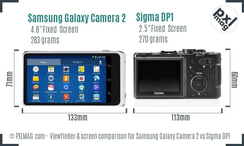 Samsung Galaxy Camera 2 vs Sigma DP1 Screen and Viewfinder comparison