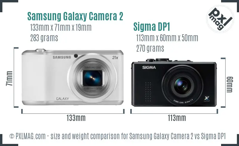 Samsung Galaxy Camera 2 vs Sigma DP1 size comparison