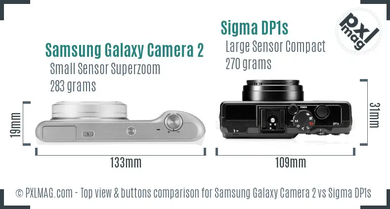 Samsung Galaxy Camera 2 vs Sigma DP1s top view buttons comparison