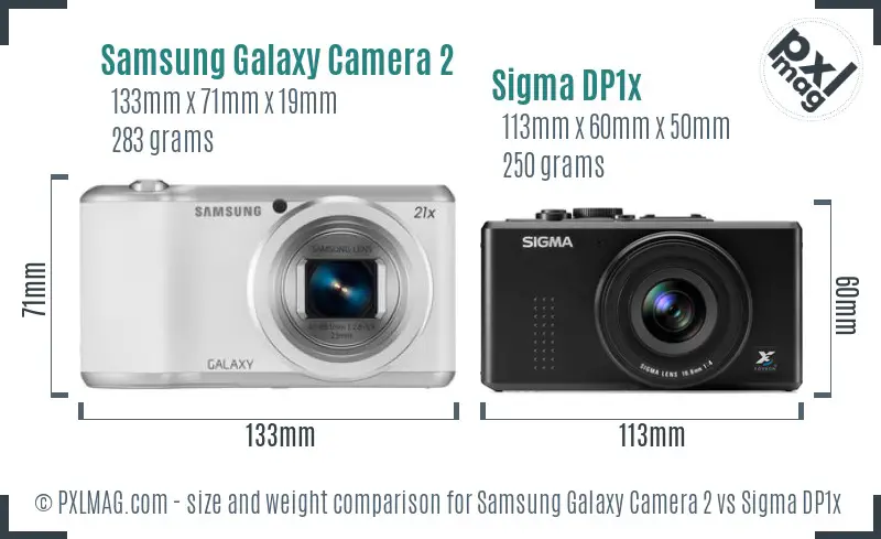 Samsung Galaxy Camera 2 vs Sigma DP1x size comparison