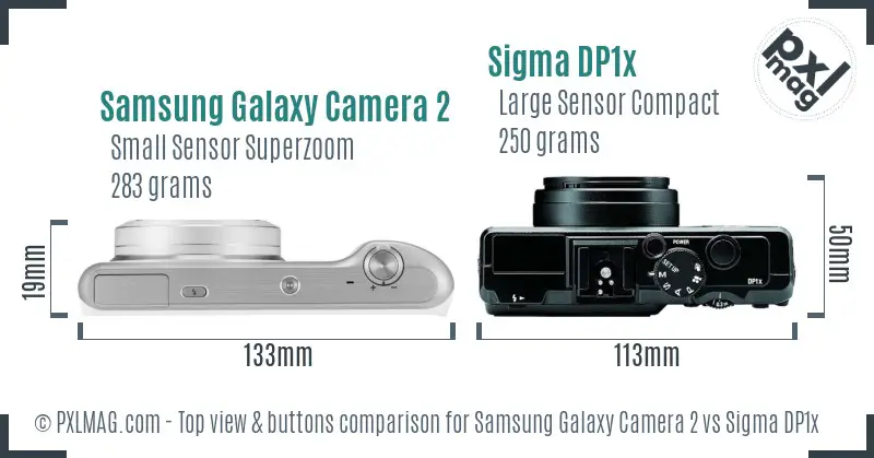 Samsung Galaxy Camera 2 vs Sigma DP1x top view buttons comparison