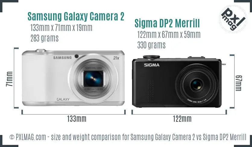 Samsung Galaxy Camera 2 vs Sigma DP2 Merrill size comparison