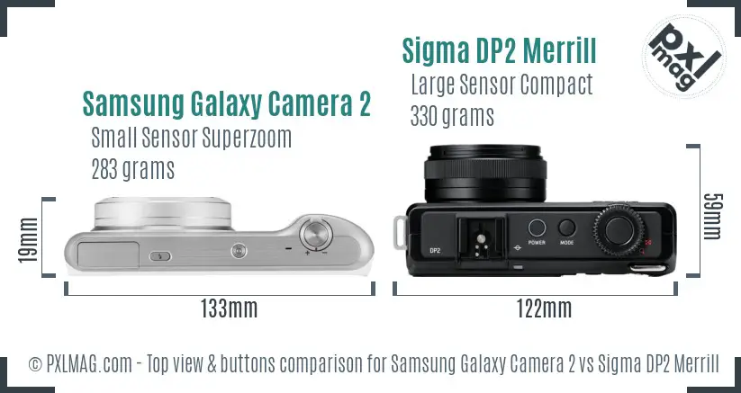 Samsung Galaxy Camera 2 vs Sigma DP2 Merrill top view buttons comparison