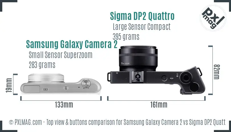 Samsung Galaxy Camera 2 vs Sigma DP2 Quattro top view buttons comparison