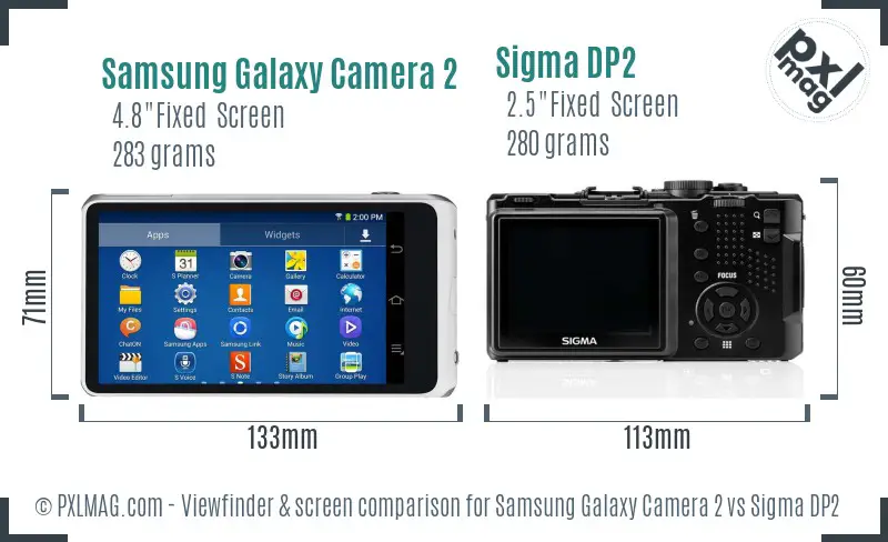 Samsung Galaxy Camera 2 vs Sigma DP2 Screen and Viewfinder comparison