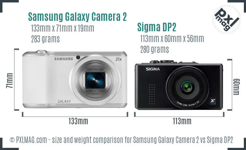 Samsung Galaxy Camera 2 vs Sigma DP2 size comparison