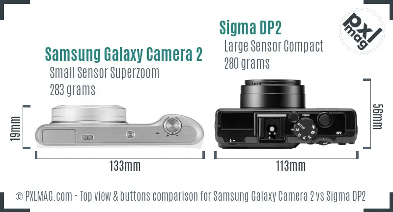 Samsung Galaxy Camera 2 vs Sigma DP2 top view buttons comparison