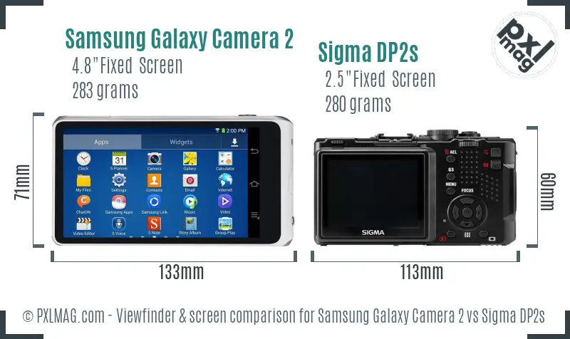 Samsung Galaxy Camera 2 vs Sigma DP2s Screen and Viewfinder comparison