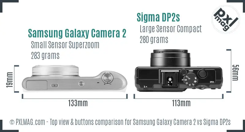 Samsung Galaxy Camera 2 vs Sigma DP2s top view buttons comparison