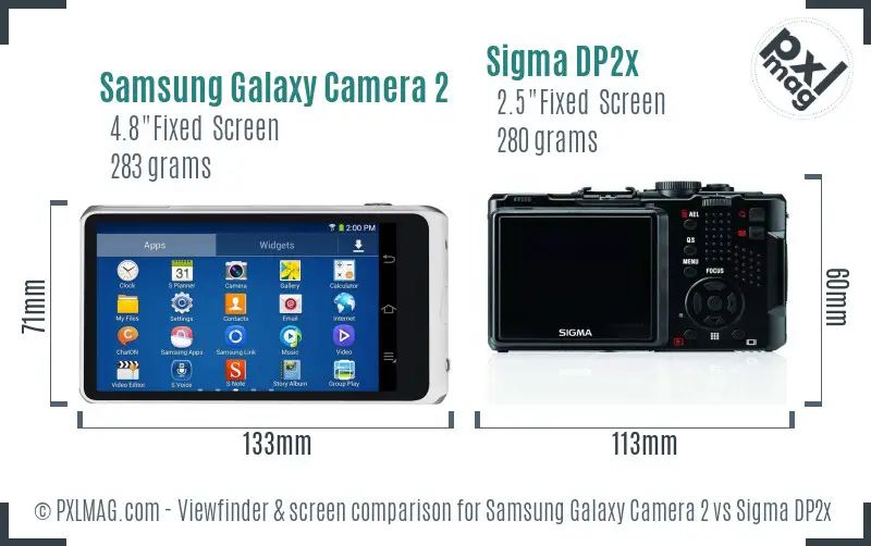 Samsung Galaxy Camera 2 vs Sigma DP2x Screen and Viewfinder comparison