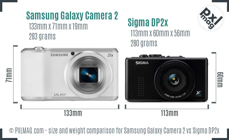 Samsung Galaxy Camera 2 vs Sigma DP2x size comparison
