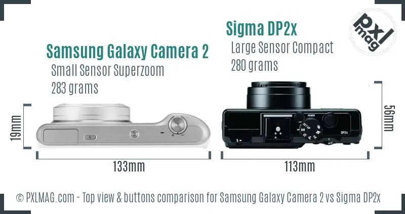 Samsung Galaxy Camera 2 vs Sigma DP2x top view buttons comparison