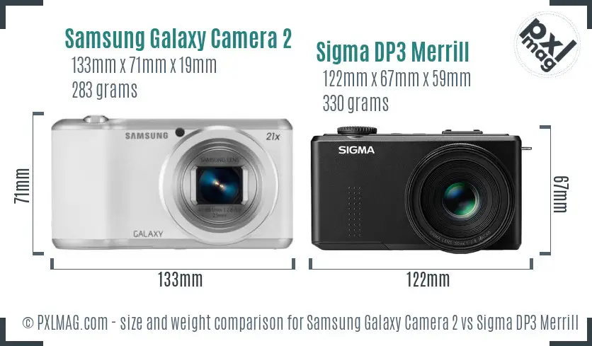 Samsung Galaxy Camera 2 vs Sigma DP3 Merrill size comparison