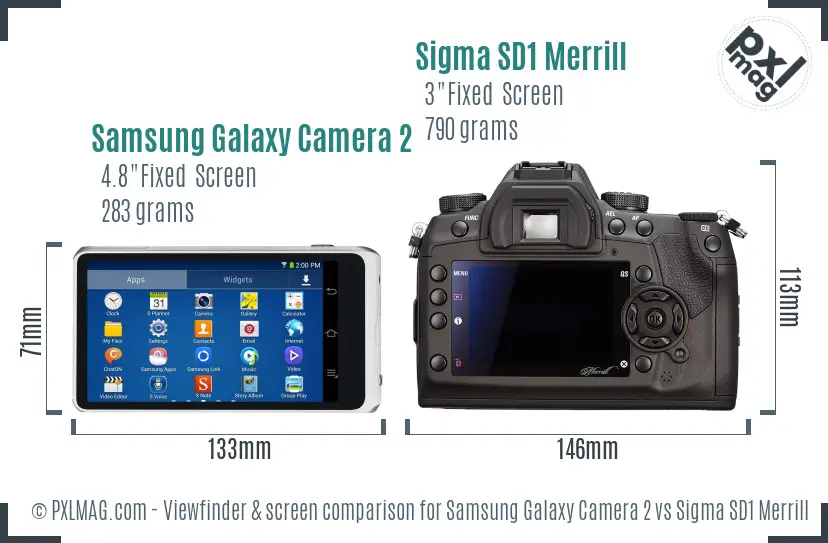 Samsung Galaxy Camera 2 vs Sigma SD1 Merrill Screen and Viewfinder comparison