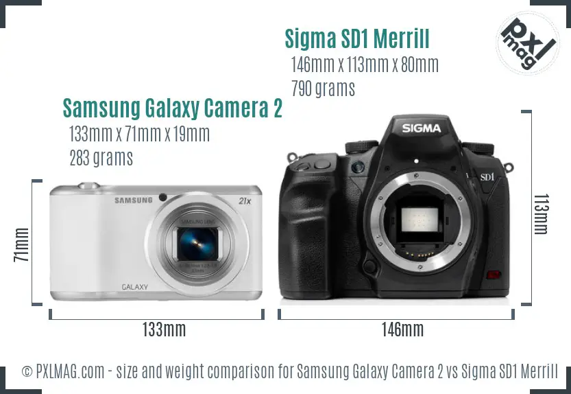 Samsung Galaxy Camera 2 vs Sigma SD1 Merrill size comparison