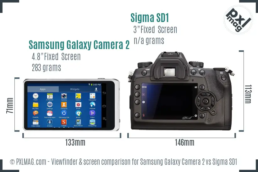 Samsung Galaxy Camera 2 vs Sigma SD1 Screen and Viewfinder comparison