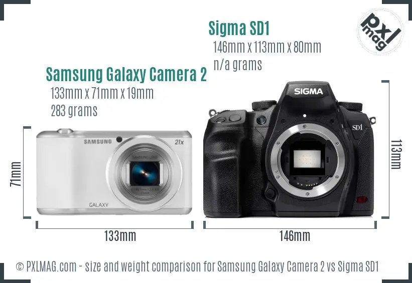 Samsung Galaxy Camera 2 vs Sigma SD1 size comparison