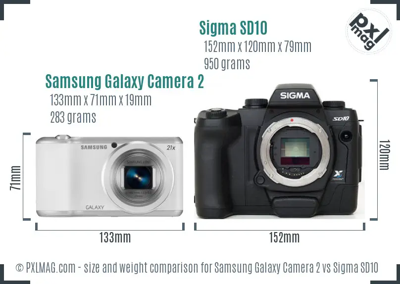 Samsung Galaxy Camera 2 vs Sigma SD10 size comparison