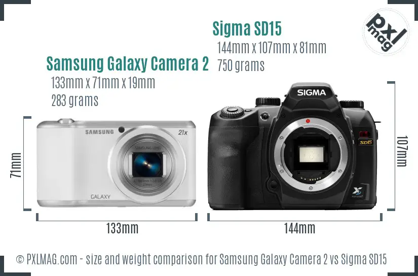 Samsung Galaxy Camera 2 vs Sigma SD15 size comparison