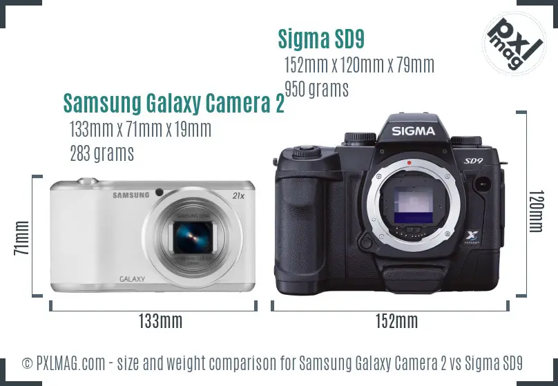 Samsung Galaxy Camera 2 vs Sigma SD9 size comparison