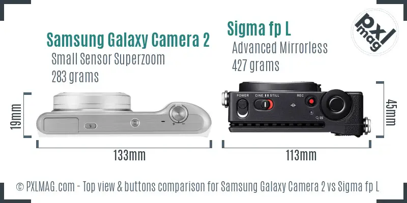Samsung Galaxy Camera 2 vs Sigma fp L top view buttons comparison