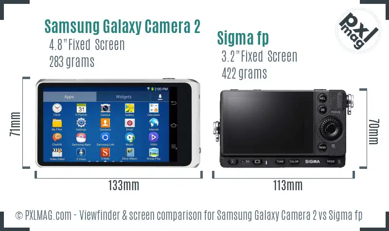 Samsung Galaxy Camera 2 vs Sigma fp Screen and Viewfinder comparison