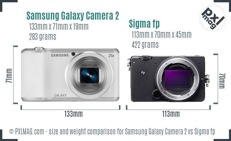 Samsung Galaxy Camera 2 vs Sigma fp size comparison