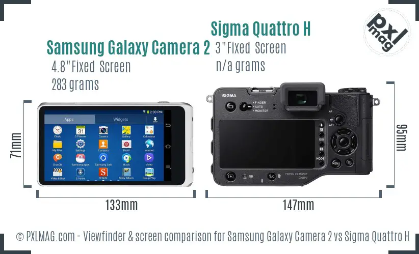 Samsung Galaxy Camera 2 vs Sigma Quattro H Screen and Viewfinder comparison