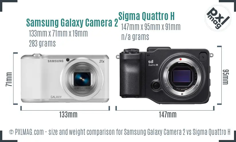 Samsung Galaxy Camera 2 vs Sigma Quattro H size comparison