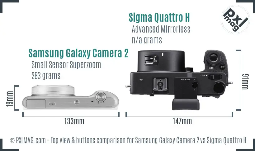 Samsung Galaxy Camera 2 vs Sigma Quattro H top view buttons comparison