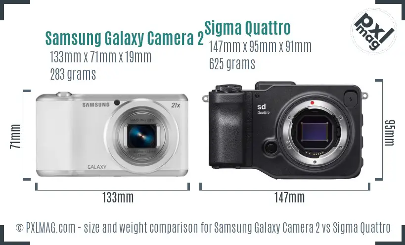 Samsung Galaxy Camera 2 vs Sigma Quattro size comparison