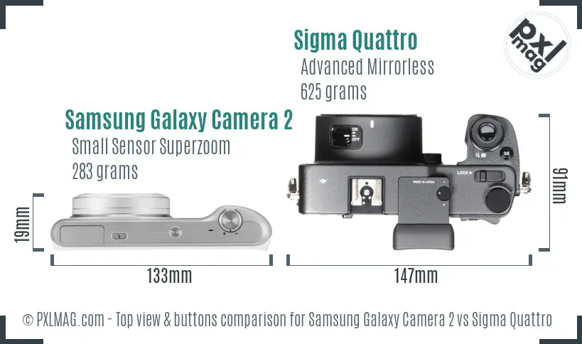 Samsung Galaxy Camera 2 vs Sigma Quattro top view buttons comparison