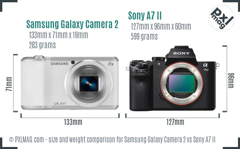 Samsung Galaxy Camera 2 vs Sony A7 II size comparison