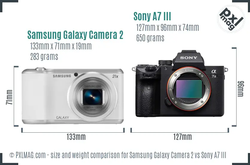 Samsung Galaxy Camera 2 vs Sony A7 III size comparison