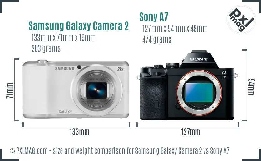 Samsung Galaxy Camera 2 vs Sony A7 size comparison