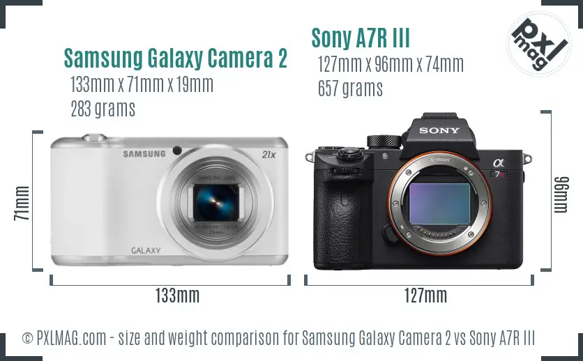 Samsung Galaxy Camera 2 vs Sony A7R III size comparison