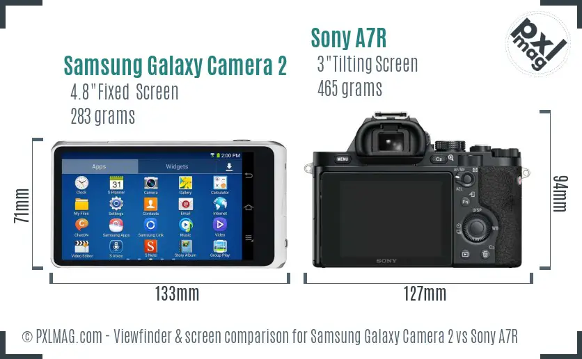 Samsung Galaxy Camera 2 vs Sony A7R Screen and Viewfinder comparison