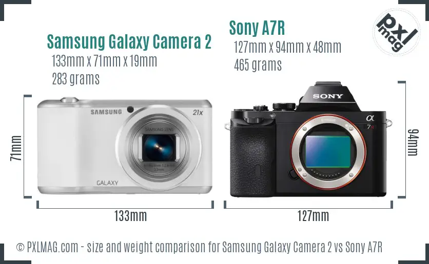 Samsung Galaxy Camera 2 vs Sony A7R size comparison