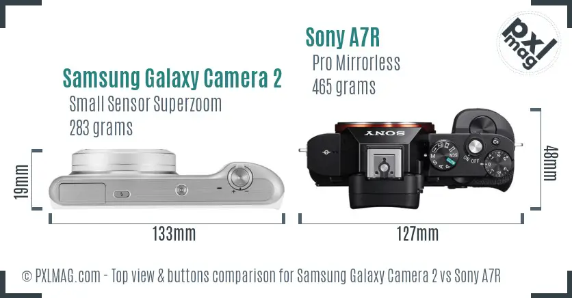 Samsung Galaxy Camera 2 vs Sony A7R top view buttons comparison