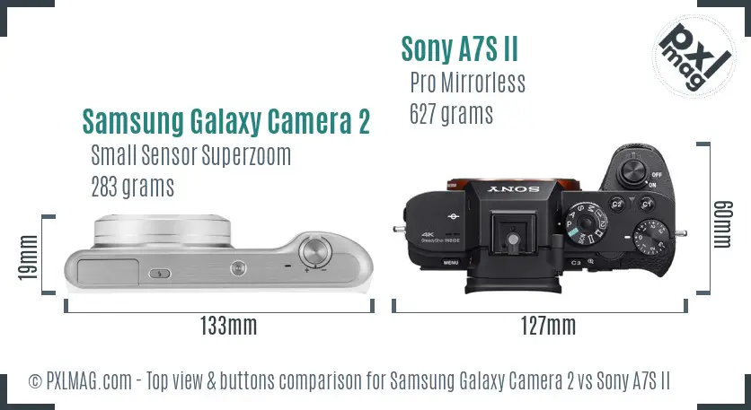 Samsung Galaxy Camera 2 vs Sony A7S II top view buttons comparison