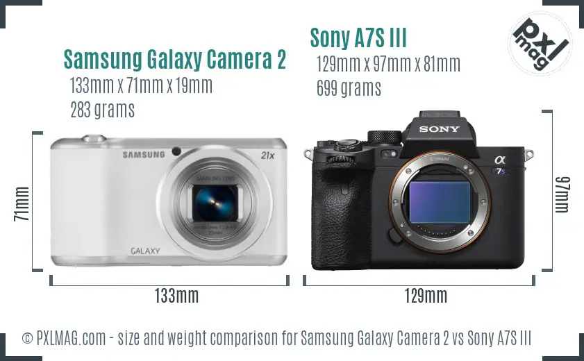 Samsung Galaxy Camera 2 vs Sony A7S III size comparison