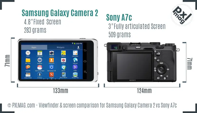 Samsung Galaxy Camera 2 vs Sony A7c Screen and Viewfinder comparison