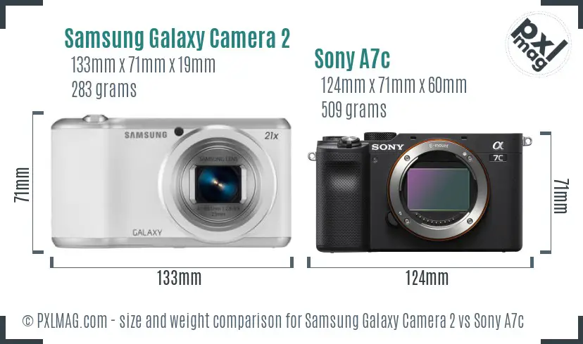 Samsung Galaxy Camera 2 vs Sony A7c size comparison