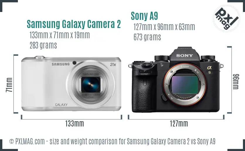 Samsung Galaxy Camera 2 vs Sony A9 size comparison
