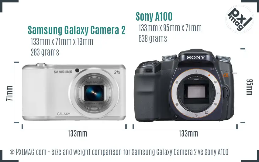 Samsung Galaxy Camera 2 vs Sony A100 size comparison